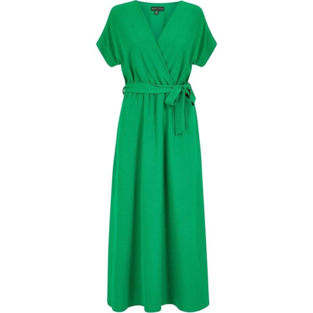 Yumi Womens/Ladies V Neck Kimono Sleeve Wrap Dress / Bright Green